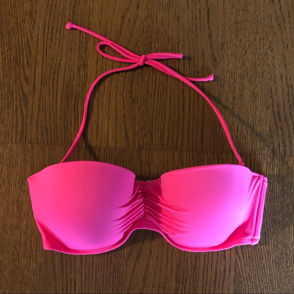 Victoria's Secret Neon Pink Strapless Bikini Top